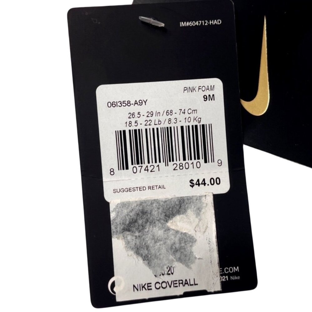 Nike Baby Girls Hooded Fleece Coverall Pink 9M Cozy Zip-Up NWT - Picture 6 of 7